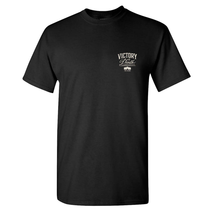 The Victory or Death T-Shirt is a black short-sleeve tee with a small white Victory DrivIn logo and "Victory or Death" text on the left chest, shown against a plain white background.
